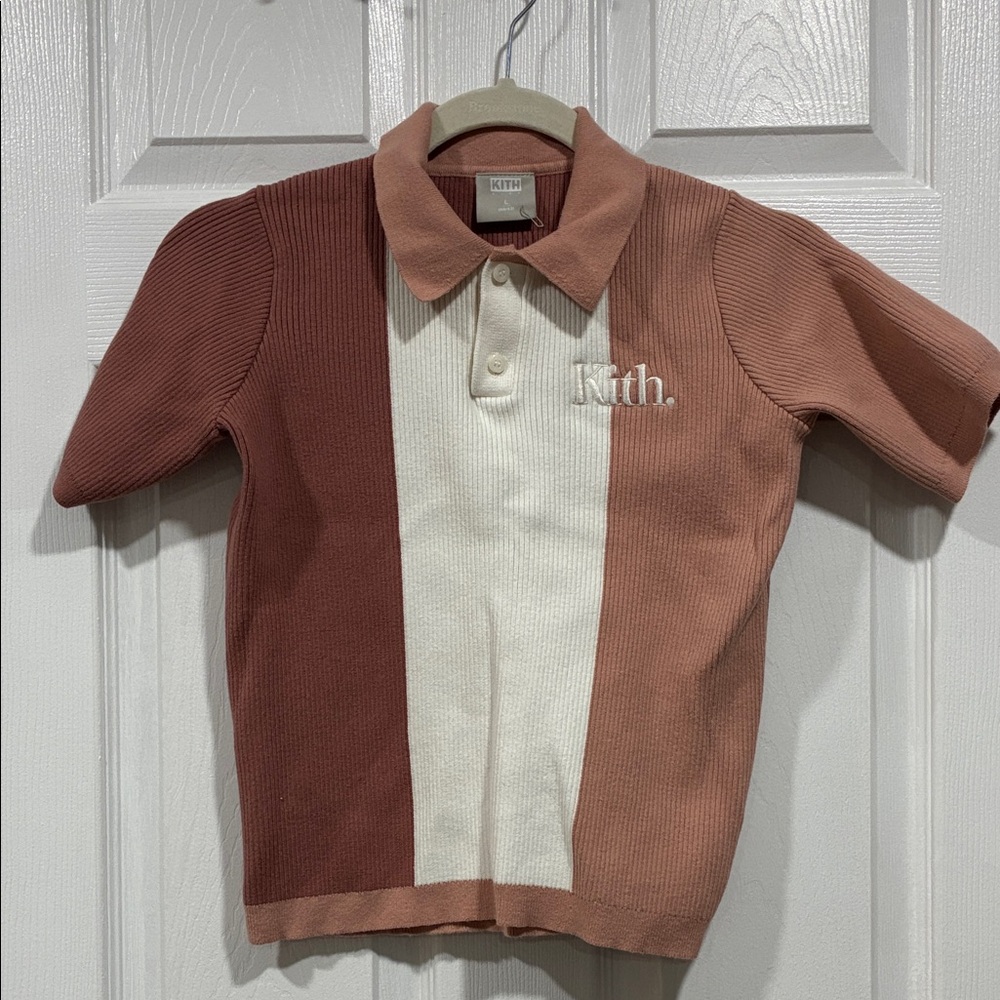 Kith Kids Polo Shirt in Brown and Cream